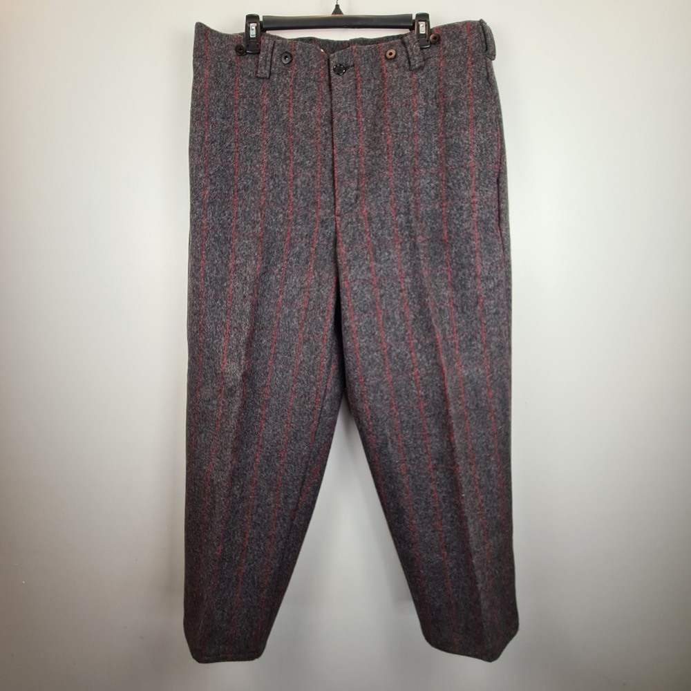 Woolrich Mens‎ Vintage 1990 Wool Blend Gray Red Plaid Hunting Pants 38x28 Heavy